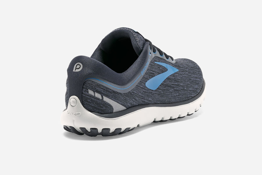 Brooks Running Shoes - Pureflow 7 Road Mens - Black/Blue - NIT-496250